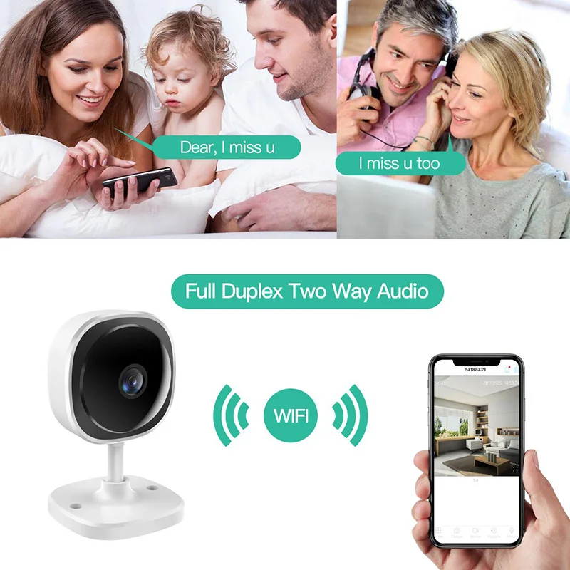 Wireless Security Camera 1080p, Baby Monitor Home WiFi Surveillance Camera Indoor IP Camera with Night Vision, 2-Way Audio