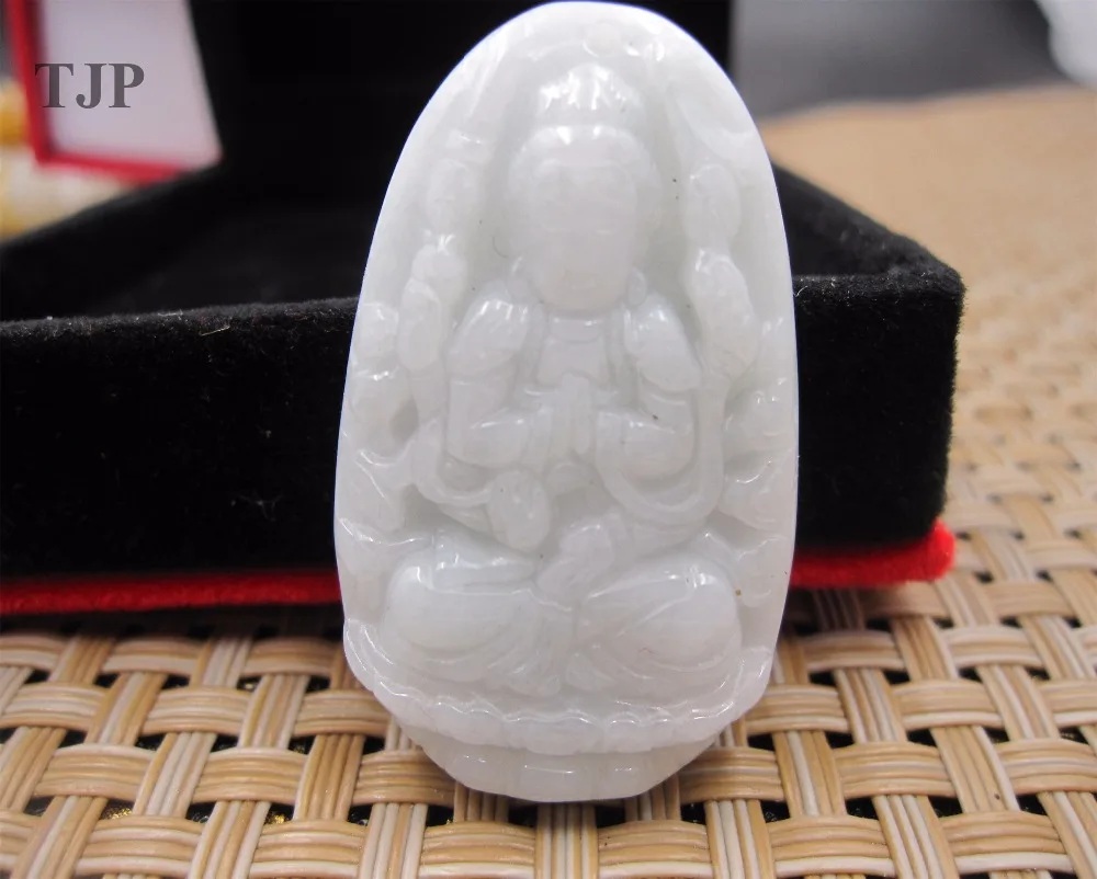

TJP Natural grade A myanmar jadeite GUANYIN Blessing Avalokitesvara pendants jade with certificate together