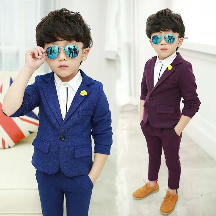 

Blue Weddings Kids Suit For Costume Enfant Boys Jacket+Pants 2Pcs KS-1802