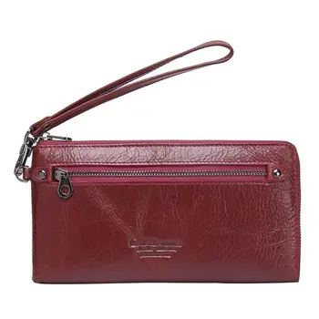 

genuine leather women's wallet Korean version of the long paragraph with wrist strap zipper clutch bag multi-function coin purse