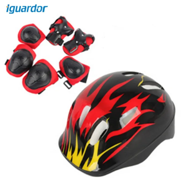 Special Offers Iguardor 7Pcs Kids Sport Protective Body Gear Set Skating Bicycling Protection Free Size Helm Small Protector for 9-13 Years Old