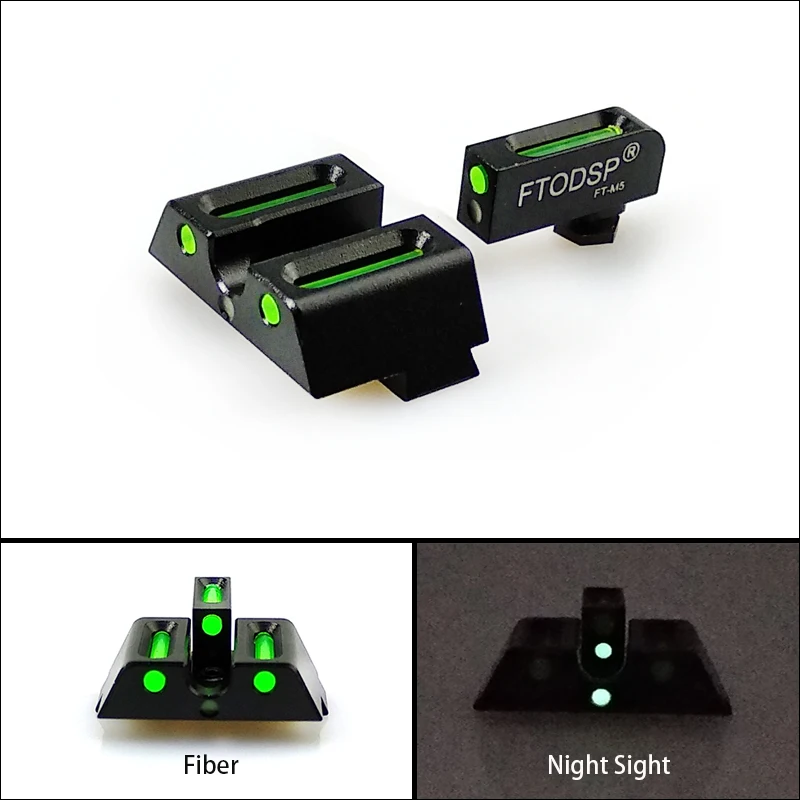FTODSP Тактический волоконно-оптический передний и задний красный/зеленый точечный прицел для охоты ночного видения для Glock