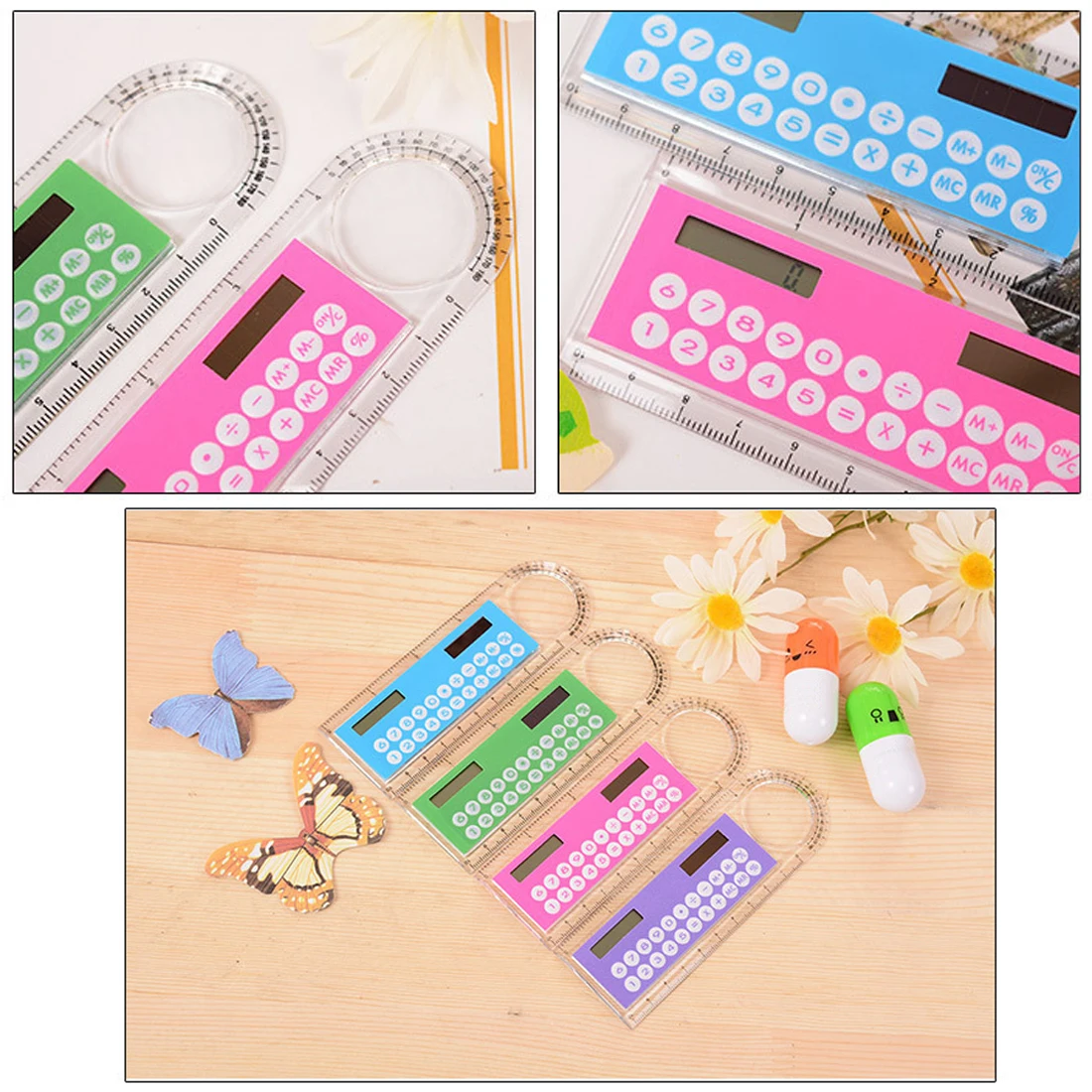 

NOYOKERE New Arrival Solar Mini Calculator Magnifier Multifunction 10cm Ultra-thin Ruler Calculadora Office Supplies