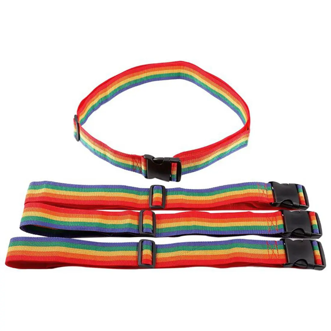 

THGS 4x rainbow color nylon + pastic luggage reinforcement packing belt luggage tie belt 190x5cm multicolore