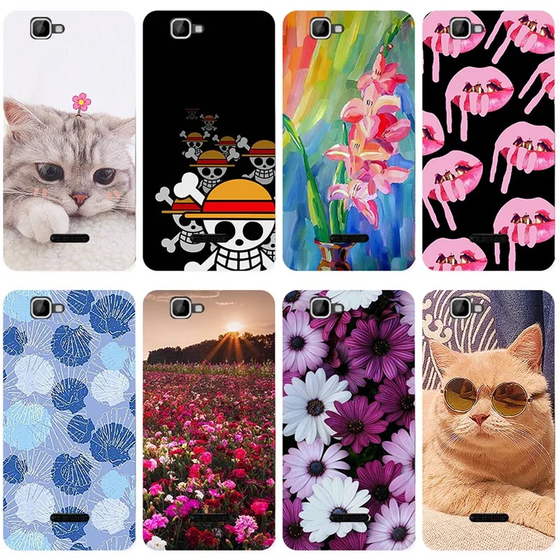 

Soft Case for Wiko Rainbow Explay Fresh Case Silicon Patterned flower cat tiger Cover for Wiko Rainbow Explay Fresh Cover Back