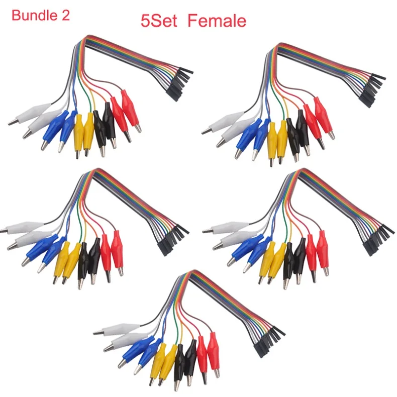 Партиями по 5 комплектов защищенный зажим «крокодил» для Dupont провод 10pin 20 см мужской/женский, зажимы типа «крокодил»(для Тесты без содержания свинца и для Arduino Raspberry pi 10 шт./компл - Цвет: Bundle 2