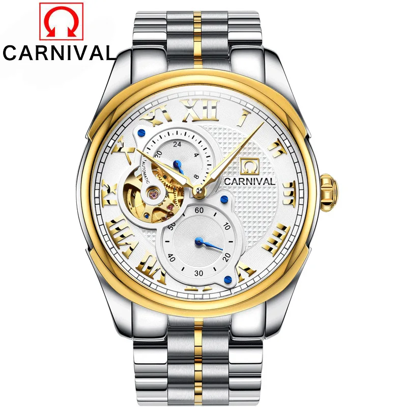 

men automatic mechanical watch hollow steel fashion business waterproof male table Tourbillon 2016 Carnival watches Gift choice