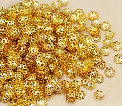 

Big Sale Plate Gold Silver Bronze Rhodium Hollow Flower Metal Beads Cup Fittings DIY Jewelry Findings Accessories