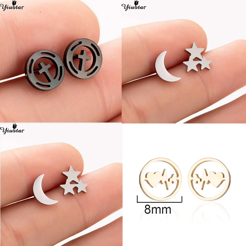 

Yiustar Charming Korean Noble Hollow Cross Earrings Sweet Moon Star Heart Earrings For Women Jewelry Fascination Sexy Party Gift