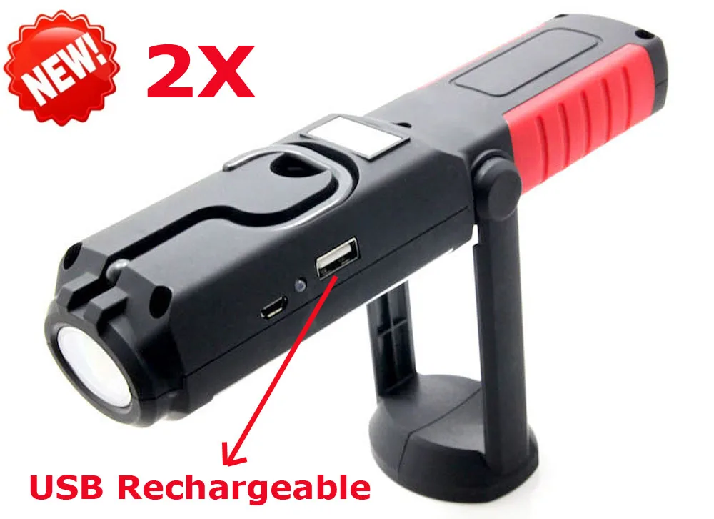 2pcs COB LED Magnetic Stand Hook Work Light Inspection