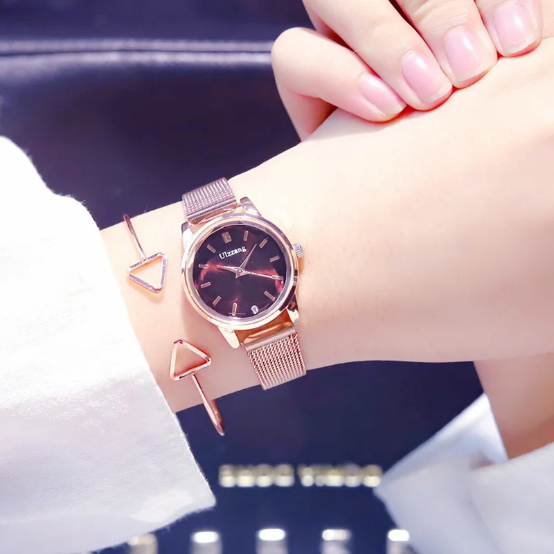 

Luxury Rose Gold Women Watches Fashion Female Clock With Stainless Steel Mesh Strap 2019 Exquisite Quartz Ladies Wristwatches