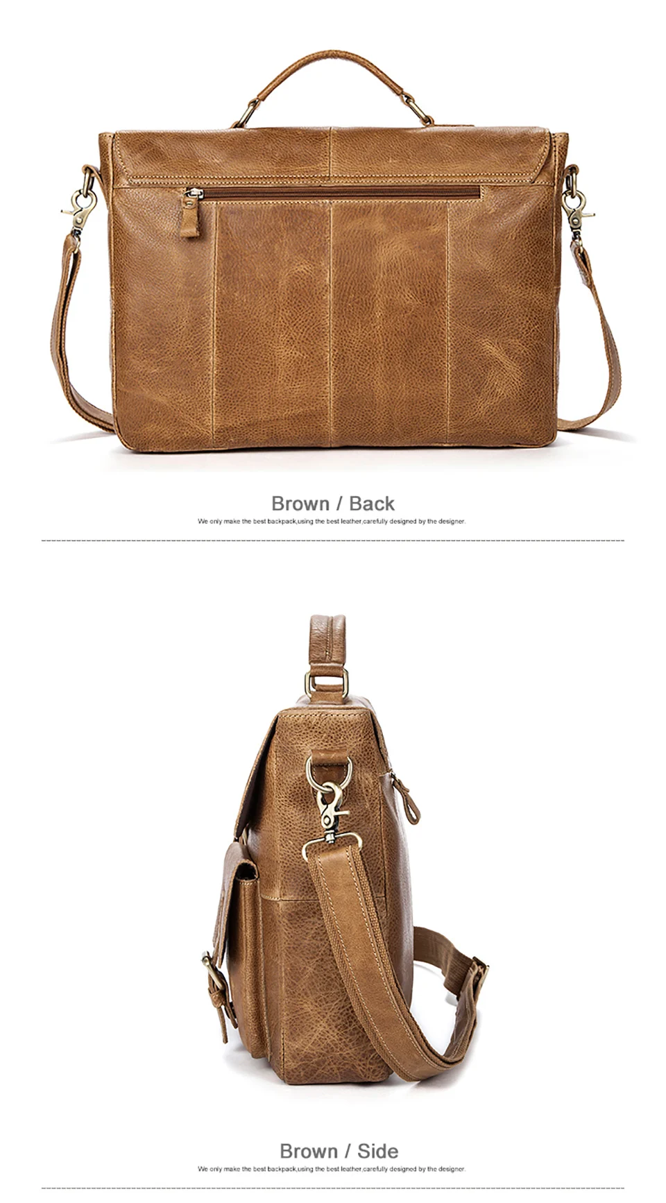 3Briefcase Male Messenger Bag Men's Genuine Leather Laptop Bag for Men Business Casual Soft Handle 14 Inches Shoulder Bags