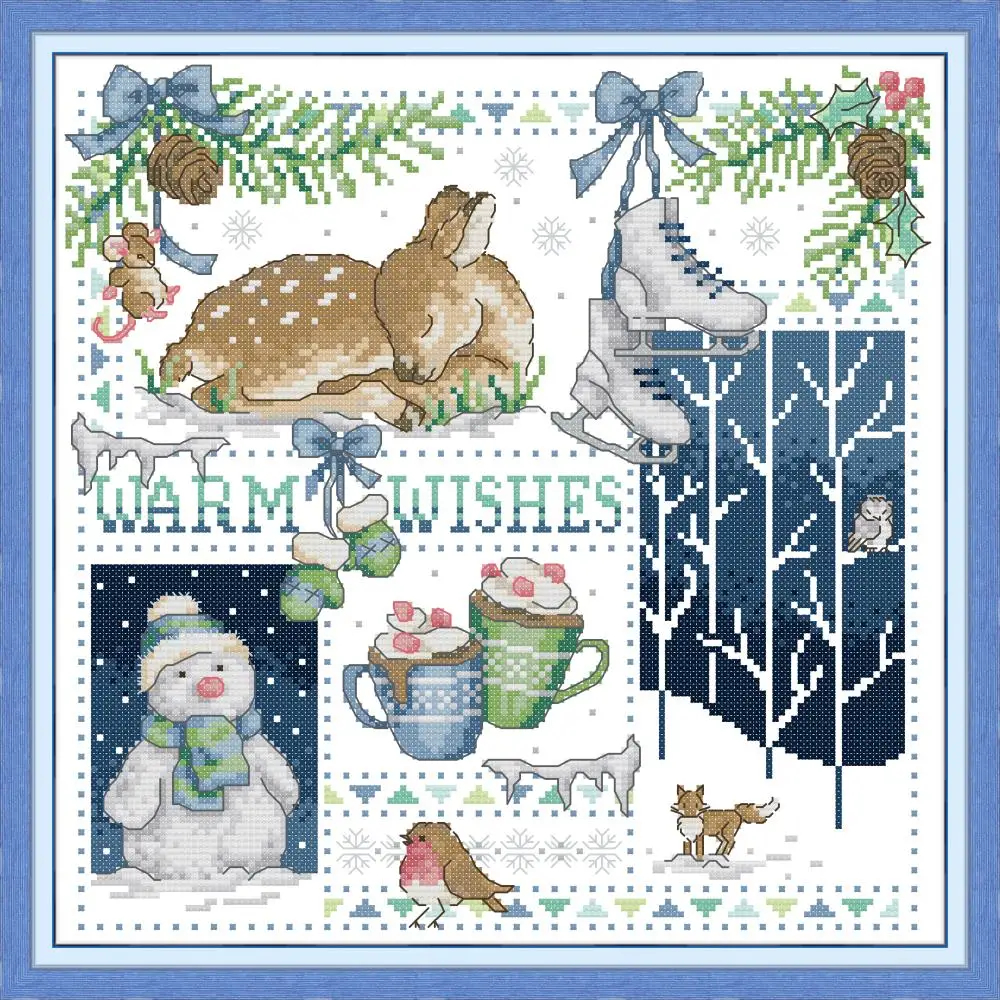 

Christmas reindeer cross stitch kit aida 14ct 11ct count print canvas cross stitches needlework embroidery DIY handmade