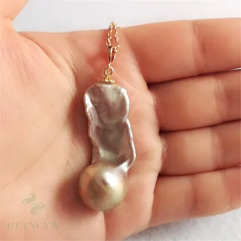 

16x42mm Natural Multi-color Baroque Pearl Necklace 18 inches Clasp Accessories Flawless Hang Women Real Jewelry Aurora Diy