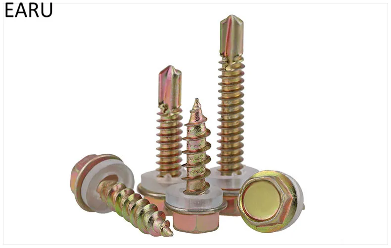 40 Pz M5.2 Esterna Esagonale Drill Coda Vite Autoperforante Colorato In Acciaio Tegola Con Guarnizione Forge Ferro Vite Vite