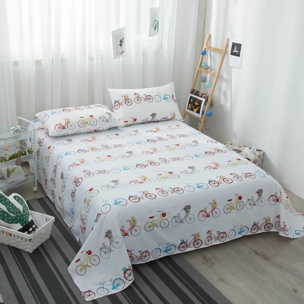 Cartoon style printed bed sheet microfiber fabric flat sheet for home
