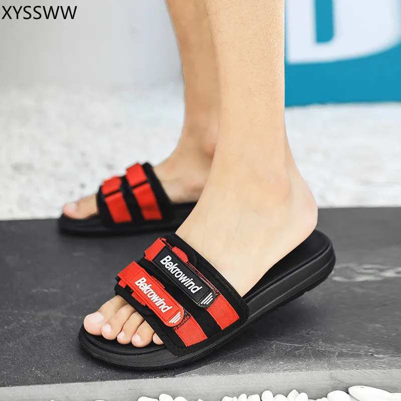 

2019 Fashion Summer Men's Slippers New Style Outdoor Slides Indoor Non-slip Slippers Men Beach flip flops Men Slippers 39-45