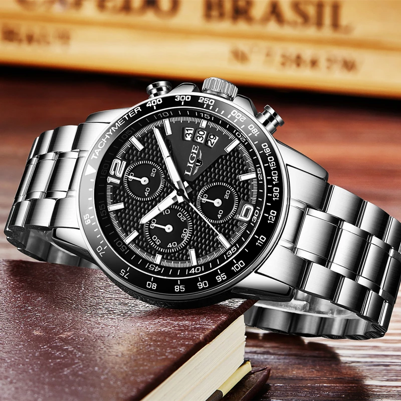 LIGE Watches Men Fashion Brand Multifunction Chronograph Quartz Watch men Military Sport Wristwatch Male Clock Relogio Masculino