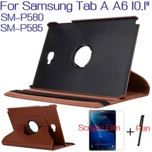 Вращающийся из искусственной кожи чехол для Samsung Galaxy Tab A A6 с S Pen P580 P585 10," планшет чехол Funda+ Экран протектор+ ручка