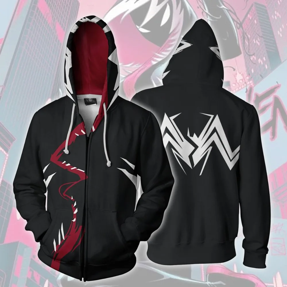 

Spider-Man Venom Hoodie Black Sweatshirts Zipper Costume 3D Men Women C