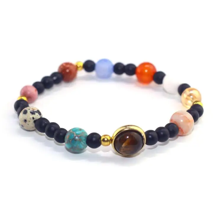 

High Quality Universe Galaxy the Eight Planets Solar System Guardian Star Natural Stone Beads Bracelet Bangle for Women Men Gift