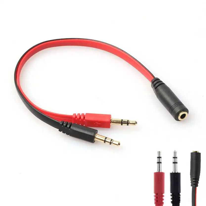

NEW Del 3.5mm AUX Audio Mic Splitter Cable Earphone Headphone Adapter 1 Female To 2 Male July 21TDaug821