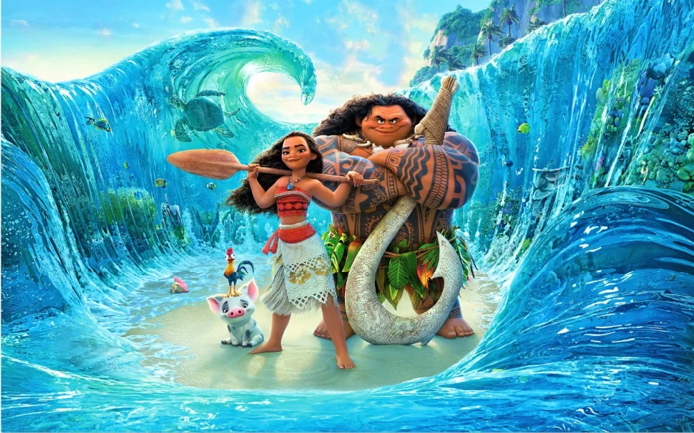 

7x5FT Moana Maui Surfing Pacific Sea Wave Vaiana Custom Photo Studio Backdrop Background Vinyl 220cm x 150cm