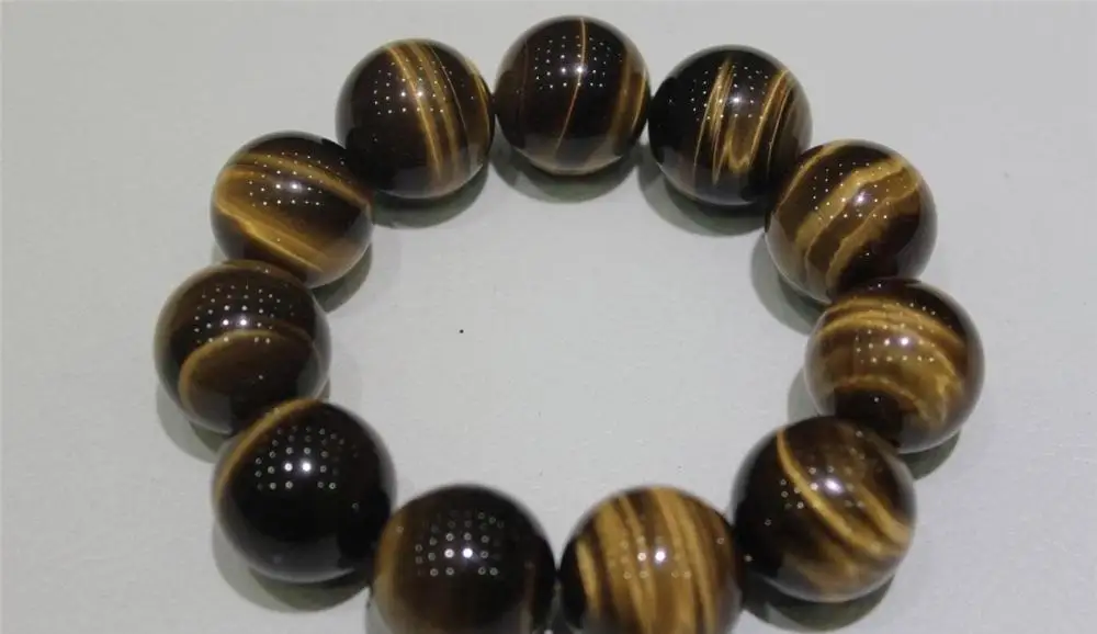 

Hot selling>@@ High Quality bracelet Brown Tiger Eye 20.5mm "Handmade"8INCH No Metal, -Bride jewelry free shipping