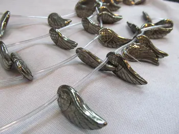 

2strands Natural Raw pyrite crystal Wing Carved learf pyrite iron gold pyrite charm beads 15-25mm