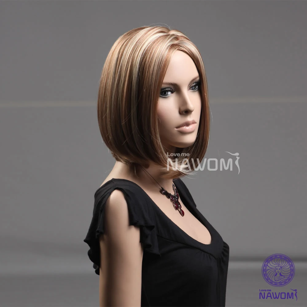 Fashion Natural Neck Length Hairstyle Center Parted Bangs Straight
