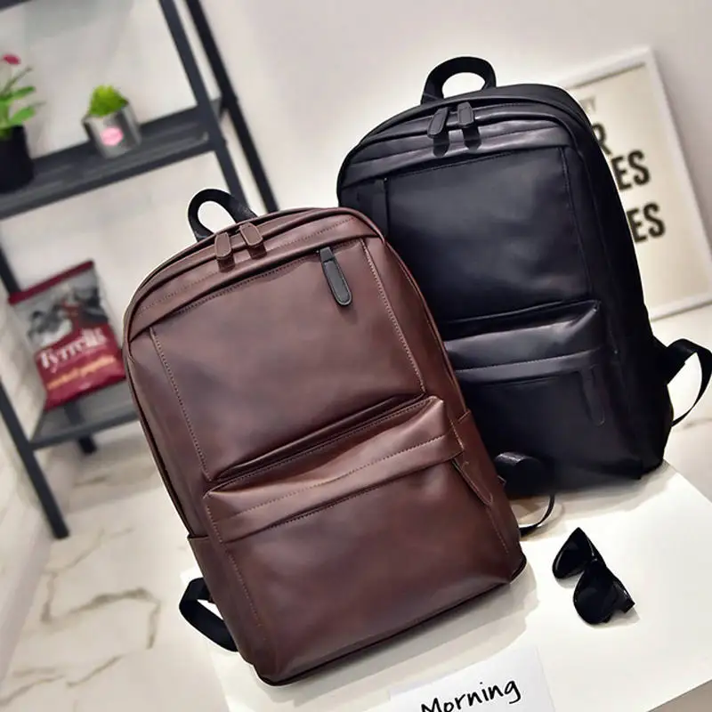 

XIAODOO Black Leather Men's backpack Travel Casual Waterproof Laptop Backpack for man Fashion School Bag PU Leather Male 2019
