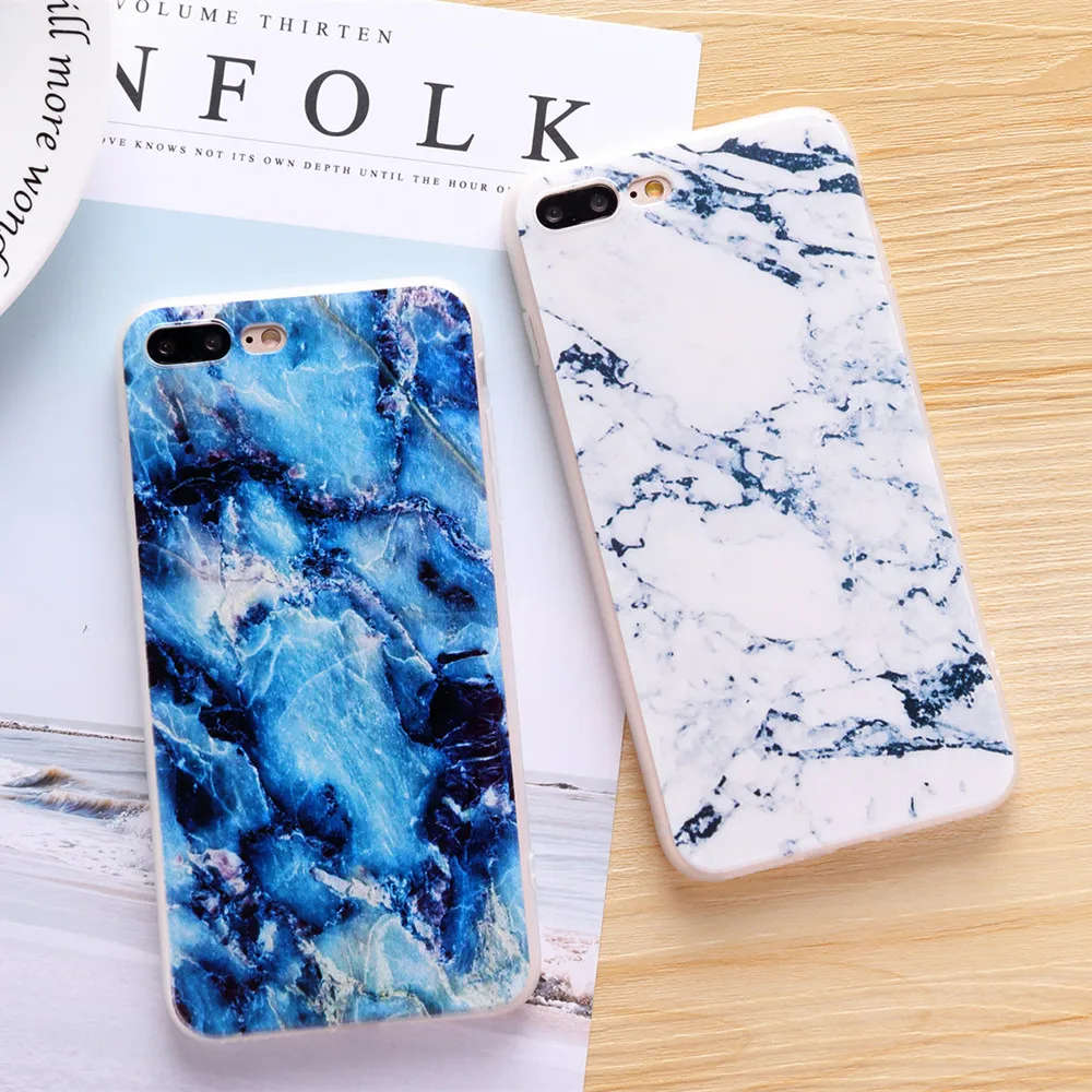 

THREE-DIAO Marble Stone Case For iPhone 5 5S SE Colorful Painted Soft Silicone Cover For iPhone 6 6S 7 8 Plus Funda Capa Back