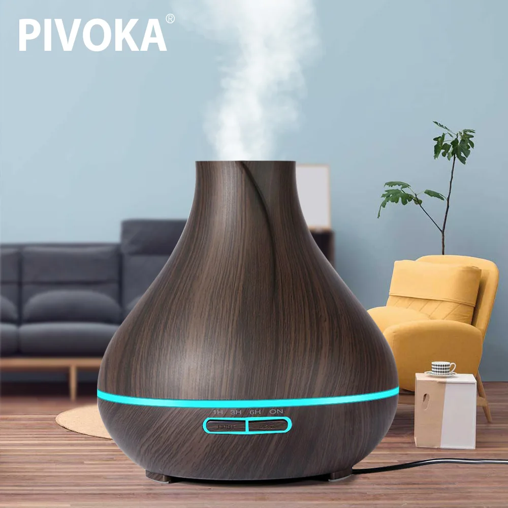 

PIVOKA 400ml Air Humidifier Aromatherapy Essential Oil Diffuser Ultrasonic Timing 7 Kinds Of LED Fog Household