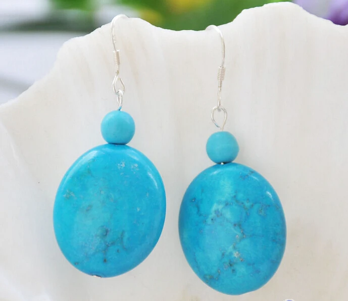 

Hot sell Noble- hot sell new - 1496 round ellipse blue turquoise bead dangle earring