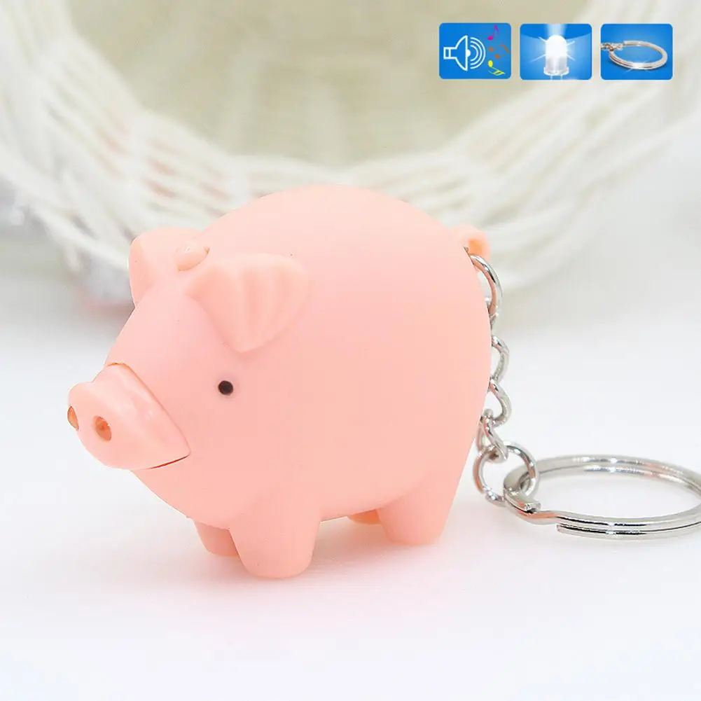 

Cartoon Pig Pendant LED Sound Keyring Car Key Chain Backpack Hanging Ornament New Hot