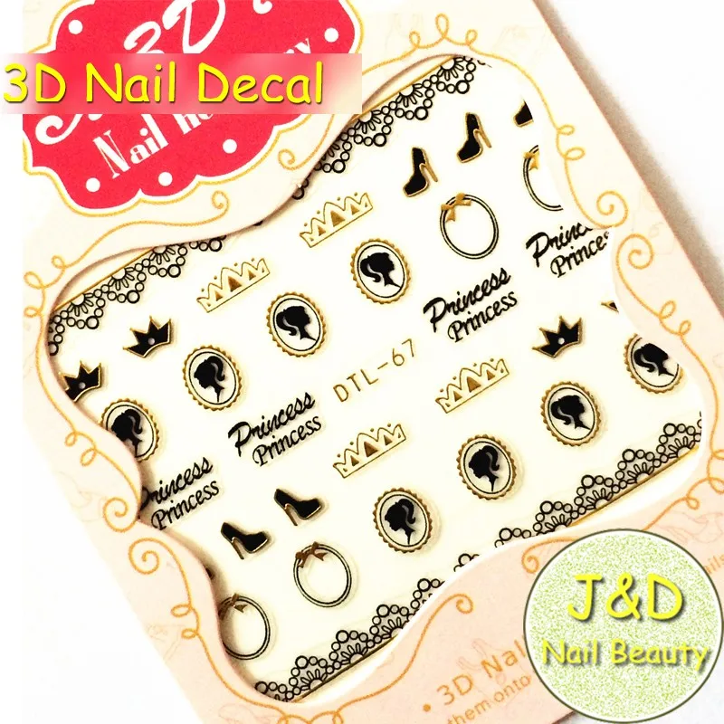 FOREVERJASMINE 24 шт. Стикеры для дизайна ногтей принцессы золотая корона тиара Наклейка