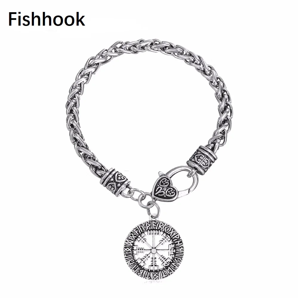 

Fishhook Icelandic Magic Staves pulseira masculina Simple Jewelry Wheat Chain Round Bracelets Bangles For Women Chain Bracelet