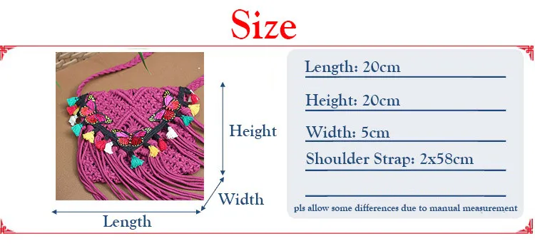 Crochet Bags Tassels Cross Bags