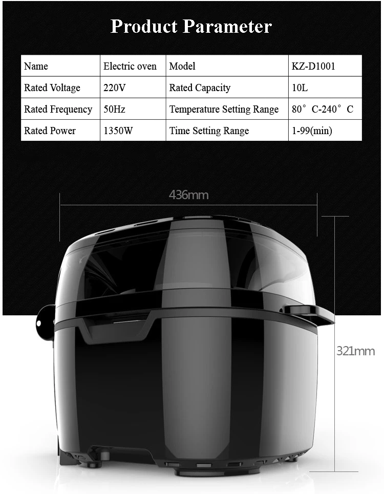 10л воздушная фритюрница Бытовая большая емкость без дыма электрическая Жарка Автоматическая фри машина интеллектуальная фритюрница духовка KZ-D1001