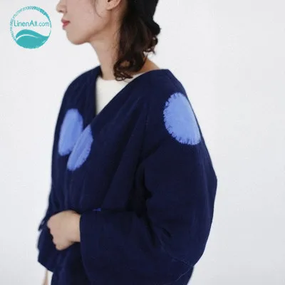 Cheap LinenAll original design dark blue vintage national trend winter thickening cotton-padded short jacket wadded jacket female muyi