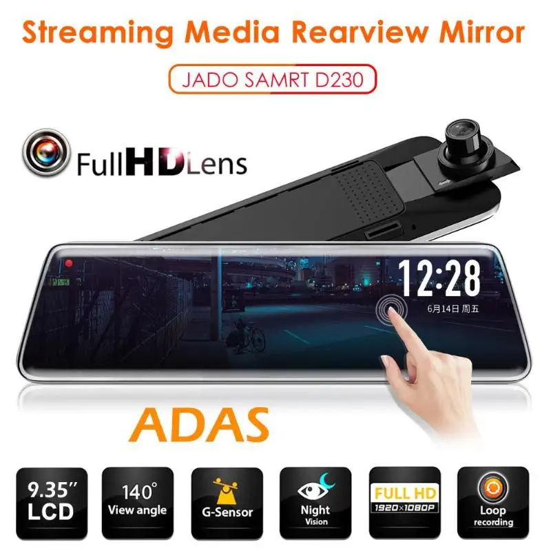 

JADO D230 Stream RearView Mirror Dvr dash Camera avtoregistrator 10 IPS Touch Screen Full HD 1080P Car Dvr dash cam Night Vision