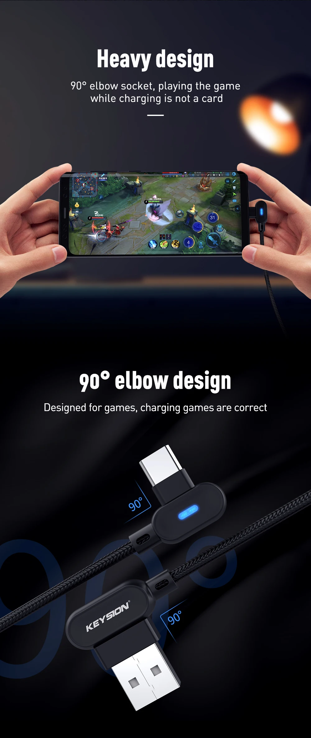 KEYSION l-тип usb type-C кабель для Xiaomi Mi 9T redmi note 7 USB-C кабель для быстрой зарядки телефона для samsung S10 S9 S8 Plus A50 70