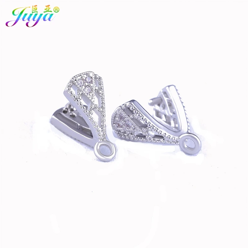 white gold Аксессуары для сережек, заколка-зажим, Очаровательные Подвески, крючок, аксессуары для женщин, серьги с кристаллами агата, сделай сам - Цвет: white gold