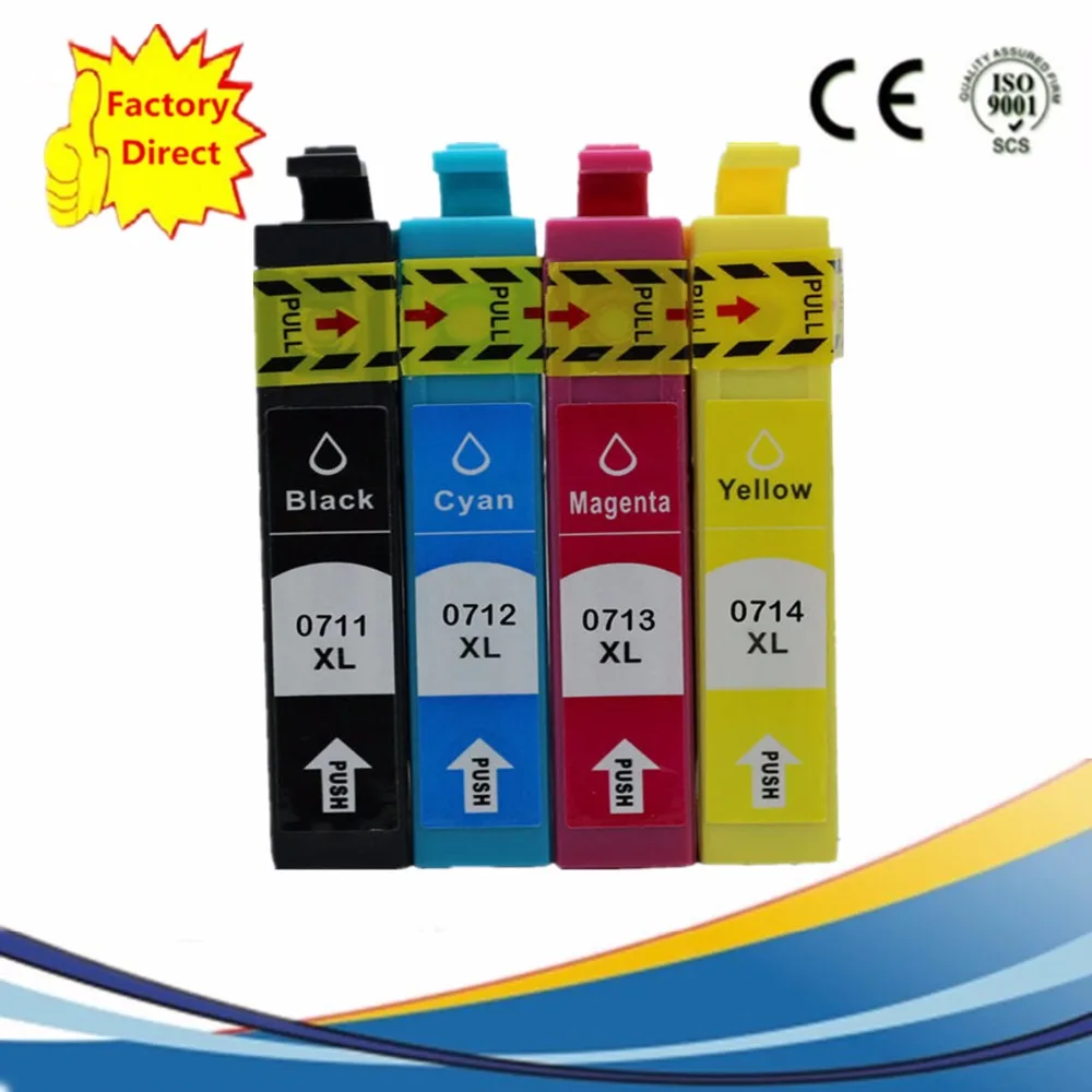 

4 T0715 XL Ink Cartridge For EPSON Stylus DX4000 DX4050 DX6000 DX6050 DX-4400 DX4450 DX5000 DX5050 Inkjet Printer