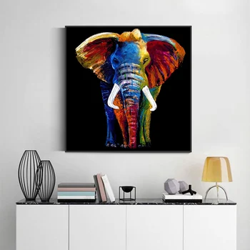 

GOODECOR Abstract Oil Painting Print on Canvas Animal Wall Art Posters Decorative Watercolor Elephant Pictures for Living Room