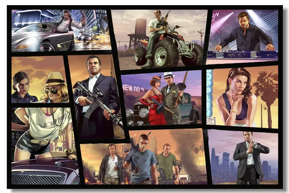 На заказ на холсте художественные Grand Theft Auto Poster GTA 5 San Andreas игровые обои настенные