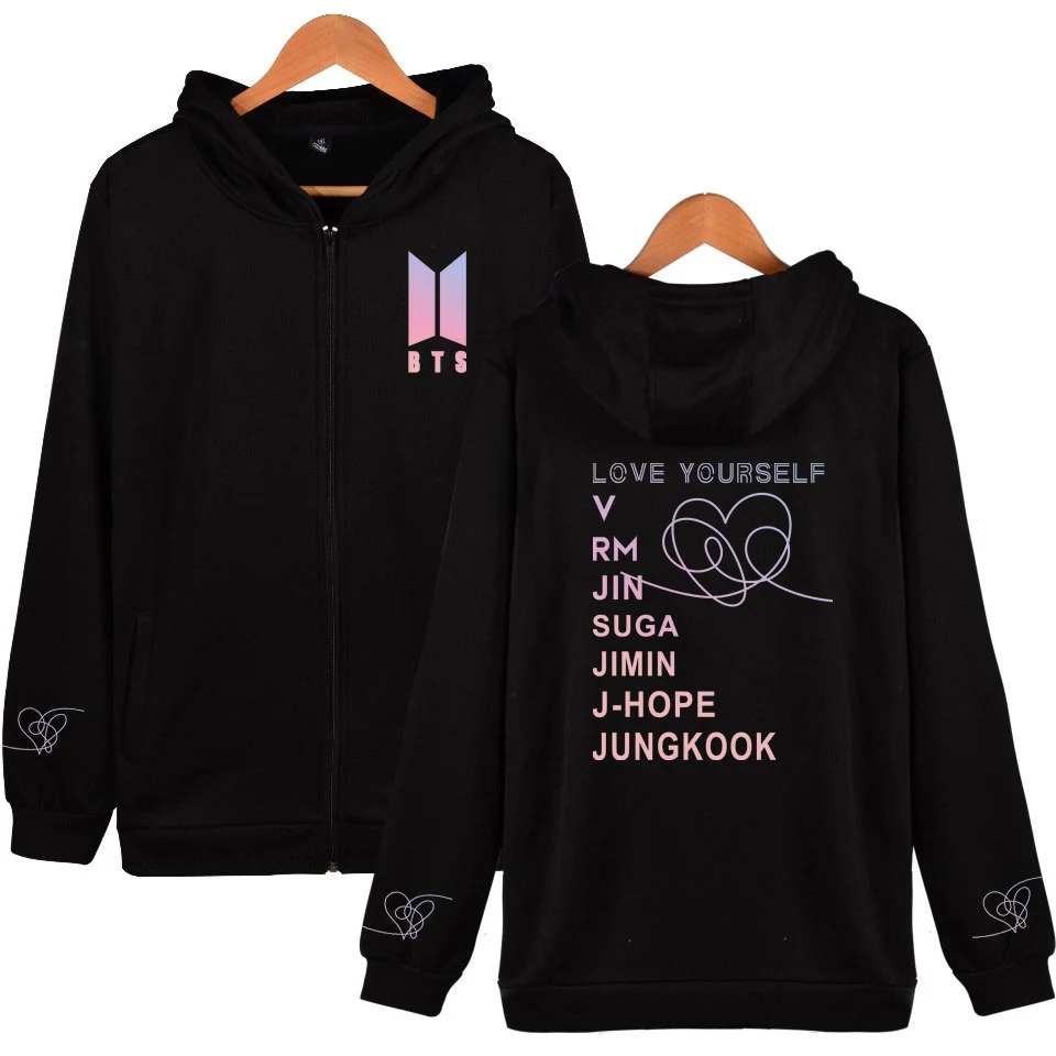 

Love Yourself printing Zipper hoodies Kpop Leisure Women K-pop Female Fans Clothes Zipper hooded ARMY clothes