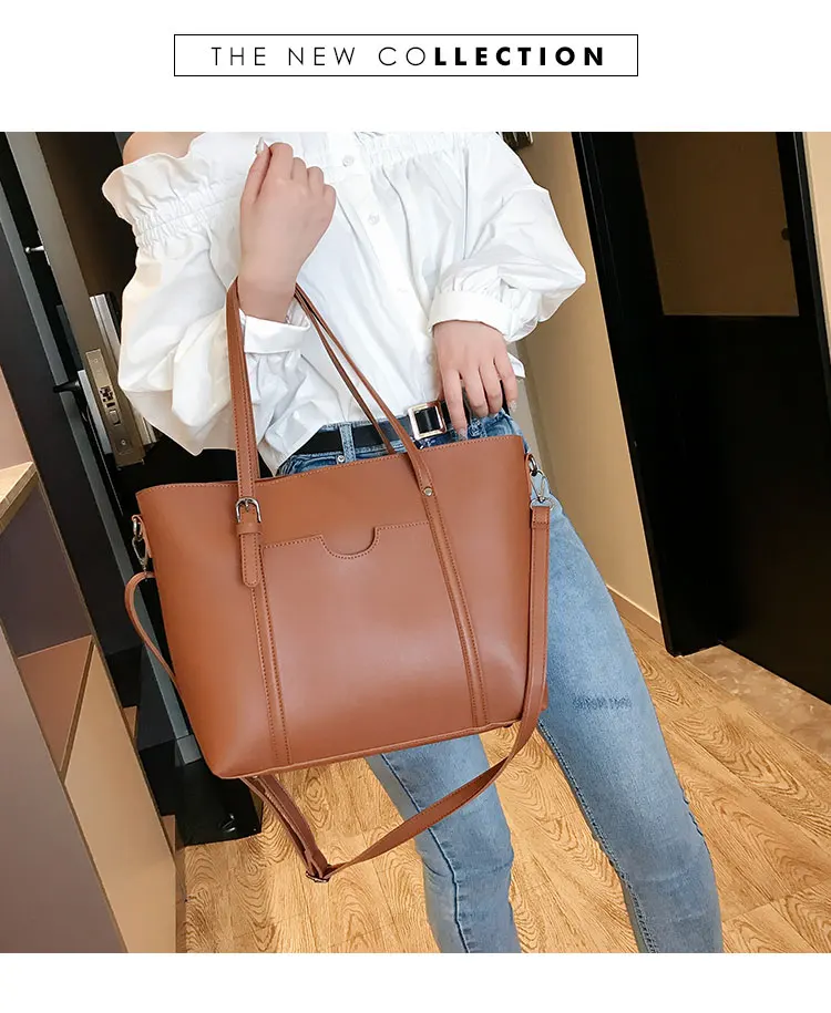 Большая женская сумка, Высококачественная кожаная женская сумка через плечо, дизайнерская женская сумка-мессенджер, Женская Повседневная Сумка-тоут