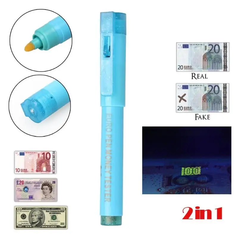 

New 2 in 1 Counterfeit Money Detector Pen Portable Money Marker Currency Detector Tester Pen Money Checker UV Light high quality