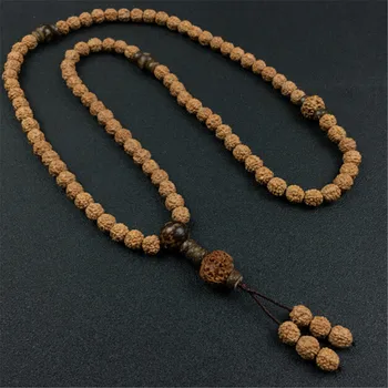 

8mm Natural 5 Petals Rudraksha Beads Prayer Bracelet or Necklace Yoga Meditation Strand Mala Fashion Men's Jewelry Wholesale